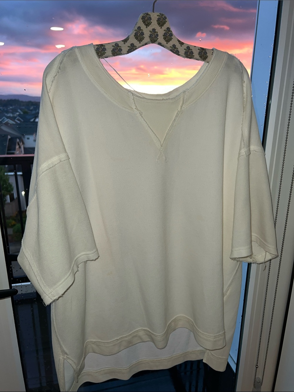 Free People Movement Cream Boxy Short-Sleeve Oversized T-shirt